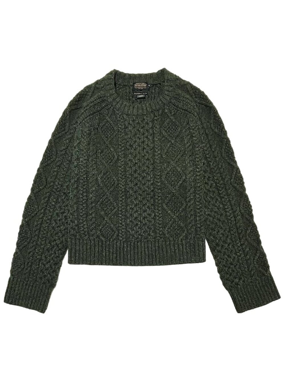 Pendleton Fisherman Wool Cable Knit Sweater Dark Fir Green XL NWT - Picture 3 of 9